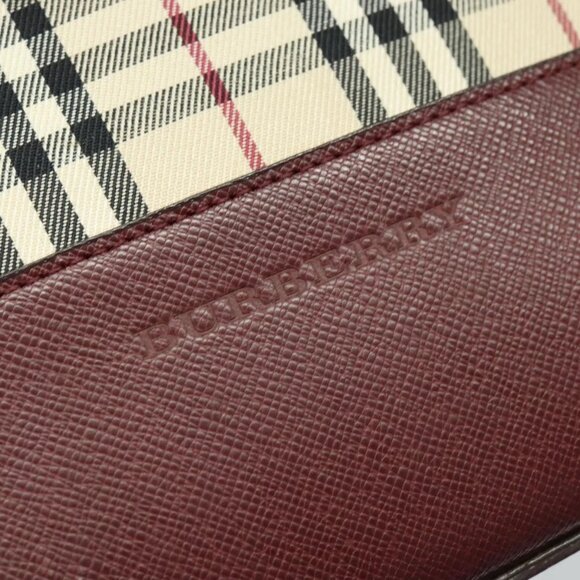 BURBERRY Nova Check Shoulder Bag Canvas Beige Red Auth - Picture 8 of 16